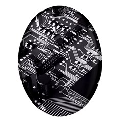 Black And Gray Circuit Board Computer Microchip Digital Art Oval Glass Fridge Magnet (4 Pack) by Bedest