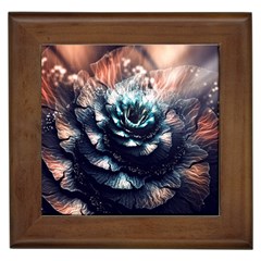 Blue And Brown Flower 3d Abstract Fractal Framed Tile by Bedest