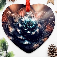 Blue And Brown Flower 3d Abstract Fractal Ornament (heart) by Bedest