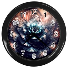 Blue And Brown Flower 3d Abstract Fractal Wall Clock (black) by Bedest