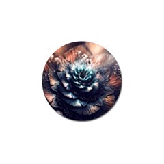 Blue And Brown Flower 3d Abstract Fractal Golf Ball Marker by Bedest