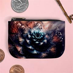 Blue And Brown Flower 3d Abstract Fractal Mini Coin Purse by Bedest