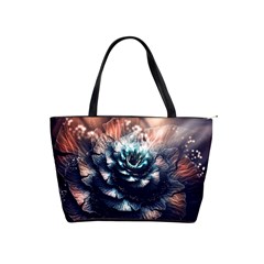 Blue And Brown Flower 3d Abstract Fractal Classic Shoulder Handbag by Bedest