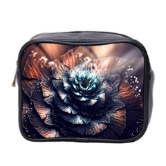 Blue And Brown Flower 3d Abstract Fractal Mini Toiletries Bag (two Sides) by Bedest