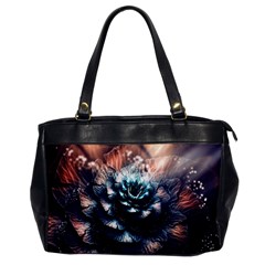 Blue And Brown Flower 3d Abstract Fractal Oversize Office Handbag by Bedest