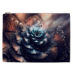 Blue And Brown Flower 3d Abstract Fractal Cosmetic Bag (xxl) by Bedest