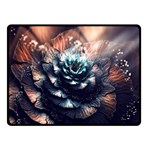 Blue And Brown Flower 3d Abstract Fractal Two Sides Fleece Blanket (Small) 45 x34  Blanket Back