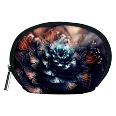 Blue And Brown Flower 3d Abstract Fractal Accessory Pouch (medium) by Bedest