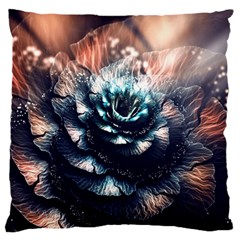 Blue And Brown Flower 3d Abstract Fractal Large Premium Plush Fleece Cushion Case (two Sides) by Bedest