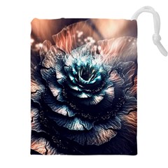 Blue And Brown Flower 3d Abstract Fractal Drawstring Pouch (4xl) by Bedest