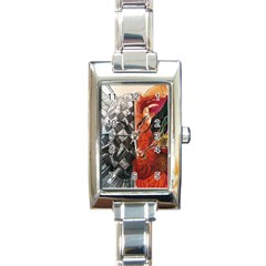 Left And Right Brain Illustration Splitting Abstract Anatomy Rectangle Italian Charm Watch by Bedest