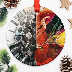 Left And Right Brain Illustration Splitting Abstract Anatomy Ornament (round) by Bedest