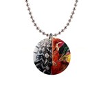 Left And Right Brain Illustration Splitting Abstract Anatomy 1  Button Necklace Front