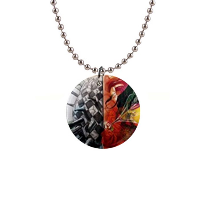 Left And Right Brain Illustration Splitting Abstract Anatomy 1  Button Necklace