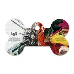 Left And Right Brain Illustration Splitting Abstract Anatomy Dog Tag Bone (two Sides) by Bedest