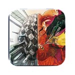 Left And Right Brain Illustration Splitting Abstract Anatomy Square Metal Box (Black) Front