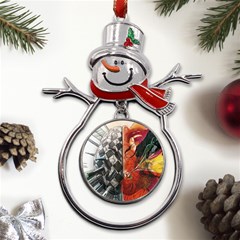 Left And Right Brain Illustration Splitting Abstract Anatomy Metal Snowman Ornament by Bedest