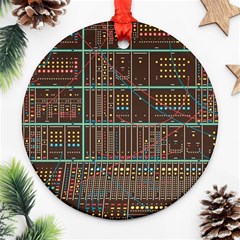 Digital Art Moog Music Synthesizer Vintage Ornament (round) by Bedest