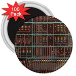 Digital Art Moog Music Synthesizer Vintage 3  Magnets (100 pack) Front