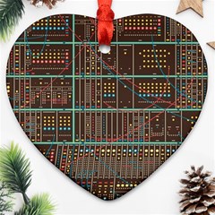 Digital Art Moog Music Synthesizer Vintage Heart Ornament (two Sides) by Bedest