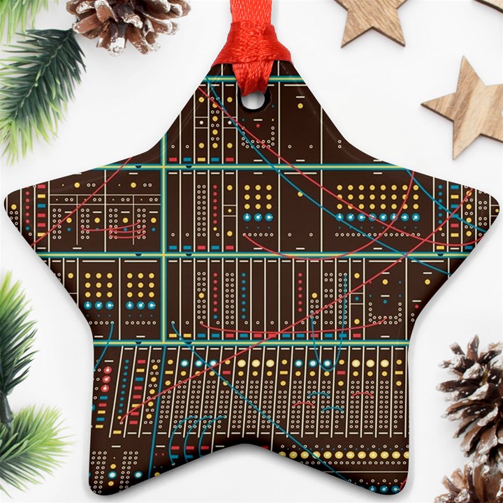 Digital Art Moog Music Synthesizer Vintage Star Ornament (Two Sides)