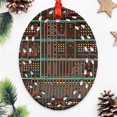 Digital Art Moog Music Synthesizer Vintage Ornament (oval Filigree) by Bedest