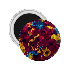 Psychedelic Digital Art Colorful Flower Abstract Multi Colored 2 25  Magnets by Bedest