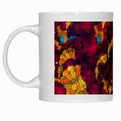 Psychedelic Digital Art Colorful Flower Abstract Multi Colored White Mug by Bedest