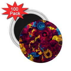 Psychedelic Digital Art Colorful Flower Abstract Multi Colored 2 25  Magnets (100 Pack)  by Bedest