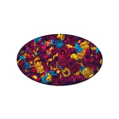 Psychedelic Digital Art Colorful Flower Abstract Multi Colored Sticker (oval) by Bedest