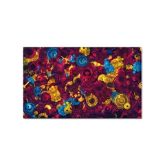 Psychedelic Digital Art Colorful Flower Abstract Multi Colored Sticker (rectangular) by Bedest