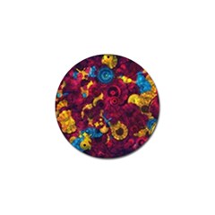 Psychedelic Digital Art Colorful Flower Abstract Multi Colored Golf Ball Marker (4 Pack) by Bedest