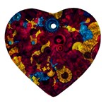 Psychedelic Digital Art Colorful Flower Abstract Multi Colored Heart Ornament (Two Sides) Front