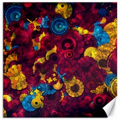 Psychedelic Digital Art Colorful Flower Abstract Multi Colored Canvas 20  X 20  by Bedest