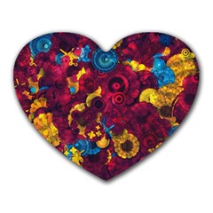 Psychedelic Digital Art Colorful Flower Abstract Multi Colored Heart Mousepad by Bedest