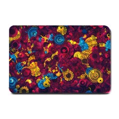 Psychedelic Digital Art Colorful Flower Abstract Multi Colored Small Doormat by Bedest