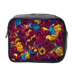 Psychedelic Digital Art Colorful Flower Abstract Multi Colored Mini Toiletries Bag (two Sides) by Bedest