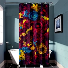 Psychedelic Digital Art Colorful Flower Abstract Multi Colored Shower Curtain 36  X 72  (stall)  by Bedest