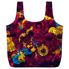 Psychedelic Digital Art Colorful Flower Abstract Multi Colored Full Print Recycle Bag (xl) by Bedest