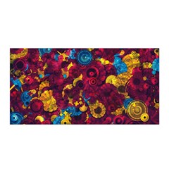 Psychedelic Digital Art Colorful Flower Abstract Multi Colored Satin Wrap 35  X 70  by Bedest