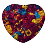 Psychedelic Digital Art Colorful Flower Abstract Multi Colored Heart Glass Fridge Magnet (4 pack) Front