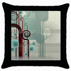 Green Red And White Line Digital Abstract Art Throw Pillow Case (black) by Bedest