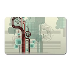 Green Red And White Line Digital Abstract Art Magnet (rectangular) by Bedest