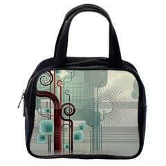 Green Red And White Line Digital Abstract Art Classic Handbag (one Side) by Bedest