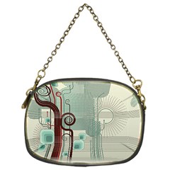 Green Red And White Line Digital Abstract Art Chain Purse (one Side) by Bedest