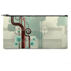 Green Red And White Line Digital Abstract Art Pencil Case by Bedest