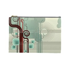 Green Red And White Line Digital Abstract Art Cosmetic Bag (large) by Bedest