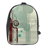 Green Red And White Line Digital Abstract Art School Bag (Large) Front