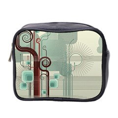 Green Red And White Line Digital Abstract Art Mini Toiletries Bag (two Sides) by Bedest