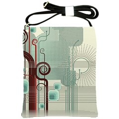 Green Red And White Line Digital Abstract Art Shoulder Sling Bag by Bedest